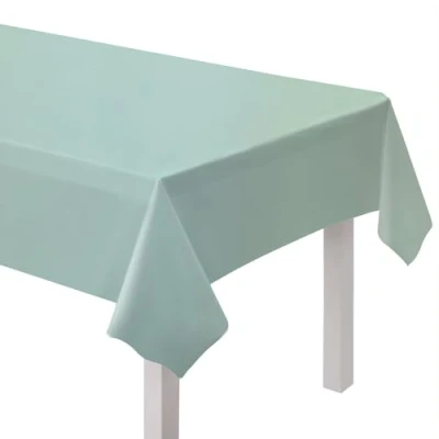 Image of Amscan 9915405 211 Pastel Blue Eco Friendly Re usable Plastic Table Cover 2.74m