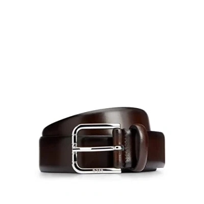 Image of BOSS Mens Clive Ant Sz35 Leather belt with branded pin buckle