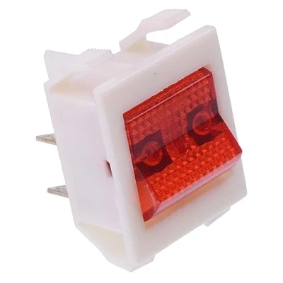 Image of 1610NB5BKR250 Russen Berger Red On Off Rectangle Rocker Switch DPST 250VAC 15A