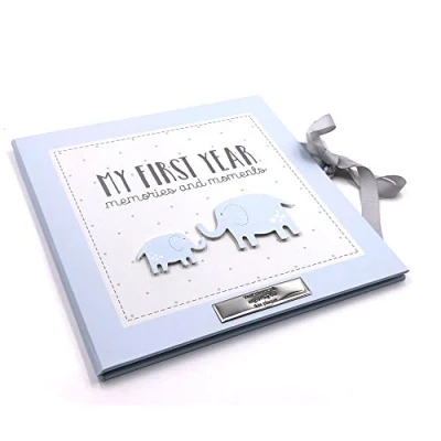 Image of ukgiftstoreonline Baby Boy My First Year Keepsake Record Book (Personalised)