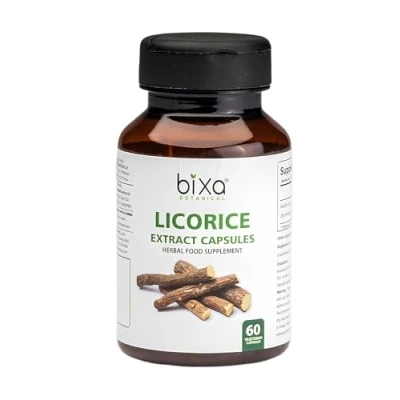 Image of Licorice Root Extract Capsules/Mulethi/Glycyrrhiza Glabra, 60 Veg Capsules, 450 mg, Pack of 1