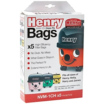 Image of Henry NVM 1CH/907076 HepaFlo Vacuum Bags, Pack of 5, White