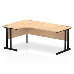Image of Impulse 1800mm Left Crescent Desk Maple Top Black Cantilever Leg
