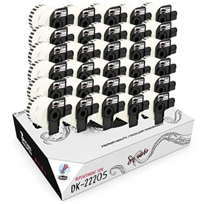 Image of Squuido 30 Rolls DK 22205 DK22205 Continuous Labels Compatible with Brother P Touch QL 500 550 560 570 580 700 710W 720NW 800 810W 820NWB 1100 1110NWB 62mm x 30.48m