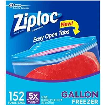 Image of Ziploc Double Zipper Freezer Gallon Bags Total: 152 (4 X 38 ct.)