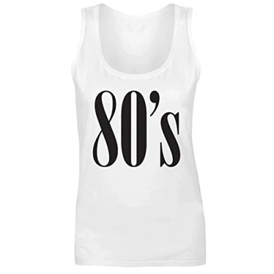 Image of Womens 80&#039;s Eighties Retro Logo Vest Tank Top White UK 12 (L)
