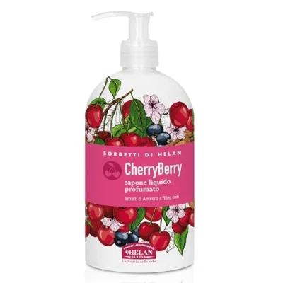 Image of Helan I Sorbetti CherryBerry Revitalising Liquid Hand Wash with Blackcurrant &amp; Black Cherry for Frequent Use, Gentle Soap Moisturising Sugars Sensitive Skin Made in Italy, 500 ml