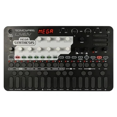 Image of Sonicware Liven MEGA SYNTHESIS [Retro game Music Composer] Fully Recreate the Legendary Sound of That 16 bit Video Console, 320 FM sounds, 64 PCM drum kits, 6 Track sequencer, 10 types FX