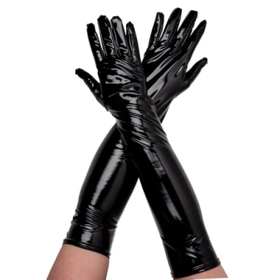 Image of Wicked Costumes Ladies Long Sexy PVC Gloves Black