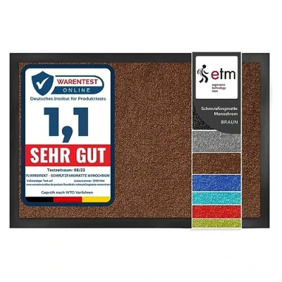 Image of etm Dirt Trapper Door Mat Entrance Monochrome (Brown, 60 x 90 cm) Indoor &amp; Outdoor Doormat, Washable Front Non Slip Backing Super Absorbent Floor Rug Barrier