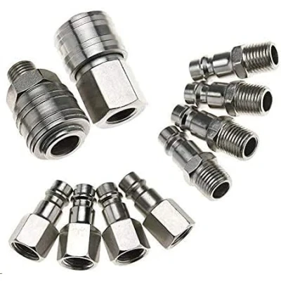 Image of Noosverl 10 pcs Air line Couplings Euro Airline Hose Compressor Fitting 1/4 &quot;BSP Compressed Connectors and Plug Kit Connector Male Female