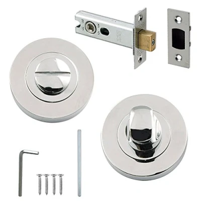 Image of Polished Chrome Thumb &amp; Turn with 64mm Steel Tubular Bathroom Dead Bolt