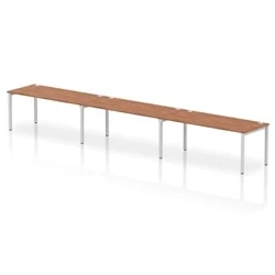 Image of Impulse Bench Single Row 3 Person 1800 Silver Frame Desk Walnut