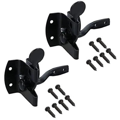 Image of Auto Automatic Gate Latch Catch + Striker Thumb Release Black Powder Coated 2pk