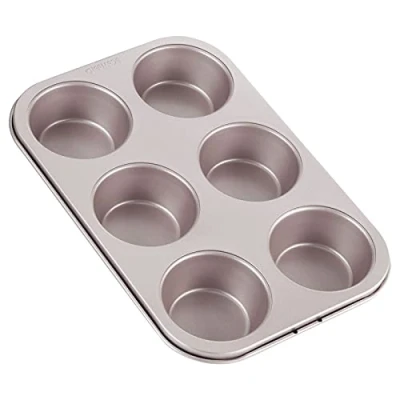Image of CHEFMADE Muffin Cake Pan, 6 Cavity Non Stick Cupcake Pan Bakeware for Oven Baking (Champagne Gold)