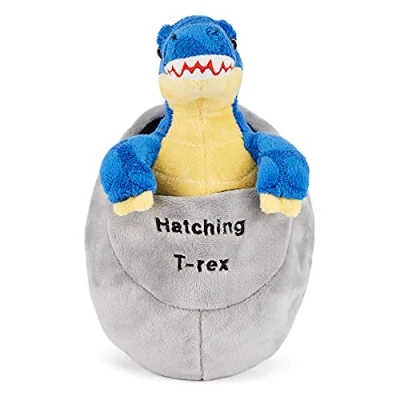 Image of Zappi Co Plush Children&#039;s Stuffed Soft Cuddly Toy Part of Safari Animals Collection, Perfect for Kids (10cm Height)(Easter Egg T Rex Dinosaur)