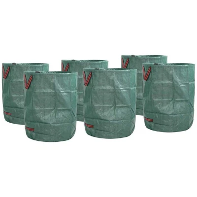 Image of vidaXL Garden Waste Bags with Handles 12 pcs Foldable Round Green 300 L