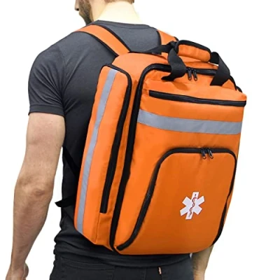 Image of 3DTengkit Emergency Medical Backpack,First Aid Bag Empty,First Responder Trauma with Reflective,Large Capacity First Back Pack Bag(Bag Only) (Orange)