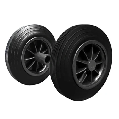 Image of Wheelie Bin Wheel Replacement Wheels 200mm Nose for Domestic Bins Set Consists of 2 Rubber Black