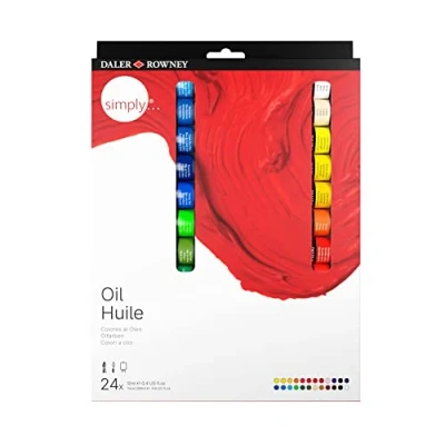 Image of Daler Rowney Simply 24 x 12ml Oil Paint Set, Assorted Colours, Ideal for Entry Level Artists &amp; Hobbyists