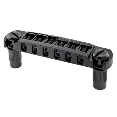 Image of Musiclily Pro 52.5mm(2 1/16 inch) String Spacing Tune o matic Pigtail Style Adjustable Wraparound Bridge Tailpiece for Epiphone Les Paul SG Electric Guitar, Black