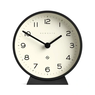 Image of NEWGATE® M Mantel Silent Sweep Clock &#039;No Tick&#039; A Modern Mantelpiece Small Clocks Minimalist Dial (Black)