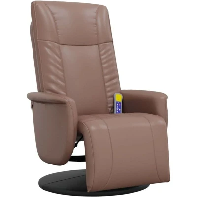 Image of vidaXL Massage Recliner Chair with Footrest Brown Faux Leather
