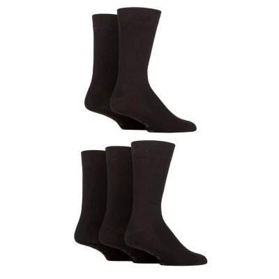 Image of 5 Pair Black / Charcoal Marl Classic Plain Bamboo Socks Men&#039;s 6 11 Mens Farah