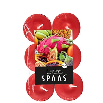 Image of Spaas 10 x 12 Scented Tealights in Flatpacks, 4.5 Hours, Tropical Delight