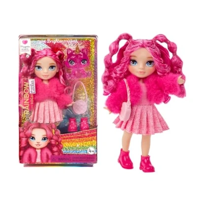 Image of Rainbow High Littles Magenta Monroe Small, Posable Fashion Doll Pink 14 cm Tall with Purse and Magical Pet Kitty Suitable for Kids Collectors