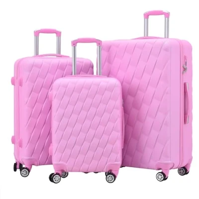 Image of CMY Suitcase Set Hard Shell suitcases Lightweight 3 Digit Combination Lock 4 Dual Spinner Wheels Pcs &amp; Travel Bags Luggage Sets with Telescopic Handle (Pink, Piece Set)