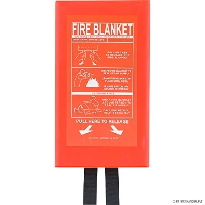 Image of 2 X FIRE BLANKET HOME SAFETY 1M X1M QUICK RELEASE PROTECTION KITCHEN OFFICE CASE