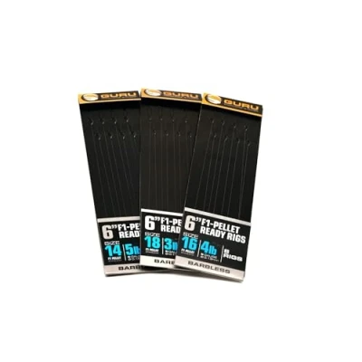 Image of Guru 6&quot; Pole Rigs Ready Tied Hooklength All Patterns and Sizes: F1 Pellet Size 16