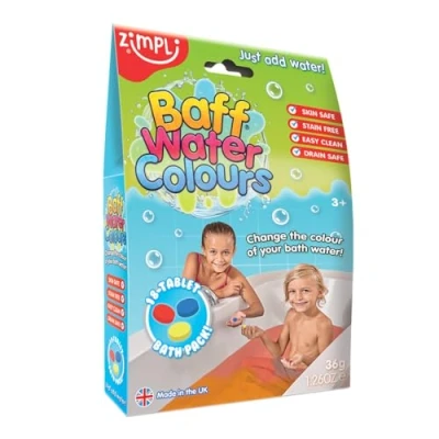 Image of Zimpli Kids 18 Use Baff Water Colours Pack, Bathing Drops, Primary Colour Games, Children’s Development Mind Bath Toys, Unusual Unique Gifts for Boys &amp; Girls