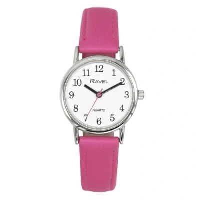 Image of Ravel Women&#039;s Round Brighter Days Silver Tone Watch (36mm case) Analogue Quartz R0140.15.1 Fuschia Pink/White Dial