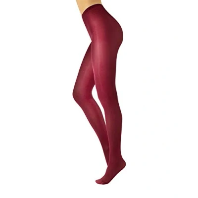 Image of CALZITALY Shiny Tights, Glossy Opaque Tights Black, Green, Mystic Bordeaux, Blue S, M, L, XL 70 DEN Made in Italy (L, Bordeaux)