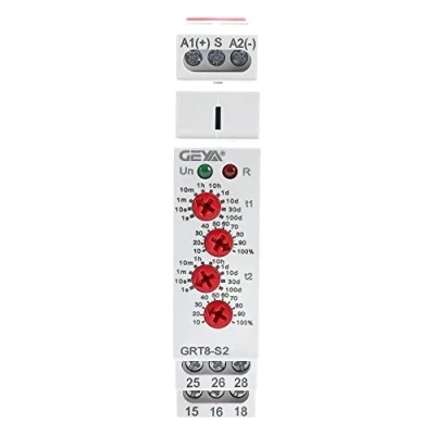 Image of GEYA Asymmetric Cycle Time Relay 2SPDT 16A AC/DC12V 240V Cycler Repeat Timer Delay Din Rail Modular(GRT8 S2,AC/DC12V 240V)
