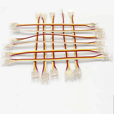 Image of COB LED Strip Connectors,2 Pin 10Pcs to Wire Connector Gapless Solderless Connection Quick Click for 5mm 8mm 10mm Lights (10MM Dual White, Connector+15CM Cable)