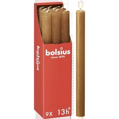 Image of Bolsius Dinner Candle Rustic Spice Brown 27 cm 9 Pieces