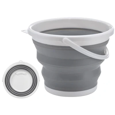 Image of Neez 10L Collapsible Bucket for Car Wash, Mop, Easy Cleaning with Handle Foldable, Portable, Space Saving Indoor Outdoor Use (Grey)