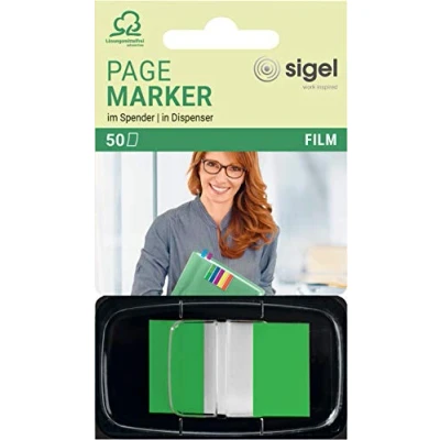 Image of SIGEL HN493 Index Page Marker, Film, strip size:25x43 mm, 50 strips, Green