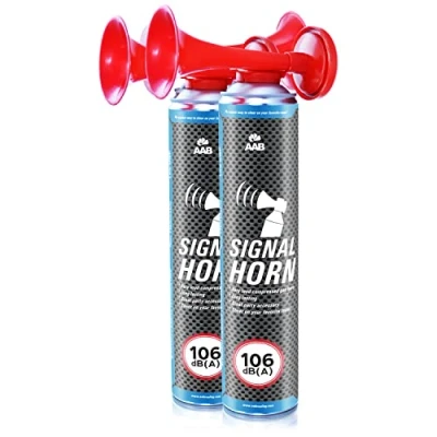 Image of AABCOOLING Signal Horn Set of 2 Loud Supporters Air Horn, Party Horns, Gas Long Lasting Hand Held Sport Accessory, Up to 320 Short Sound Signals