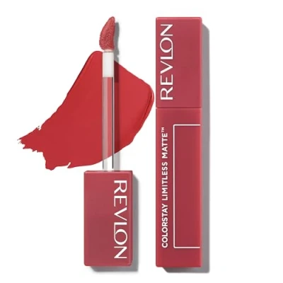 Image of Revlon ColorStay Limitless Matte Liquid Lipstick, Enriched with Triple Hyaluronic Acid, 100% Vegan Formula, Ultra Long Lasting, 011 Fire Off