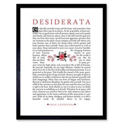 Image of Wee Blue Coo Desiderata Ehrman Floral Art Print Framed Poster Wall Decor 12x16 inch