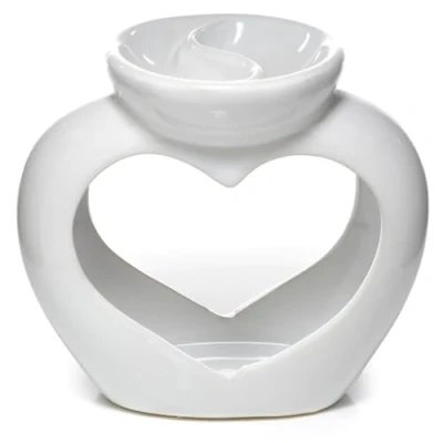 Image of Puckator Brûleur à Huile et Fondant de Cire Avec Séparation Blanc Forme Coeur Essential Oil Burners, Multicoloured, Single