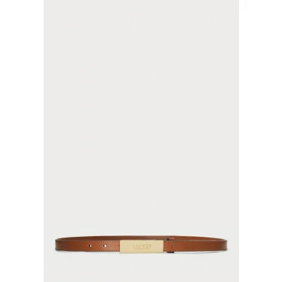 Image of Lauren Ralph LOGO Leather Skinny BELT Belt, Women&#039;s, Size: 28, tan
