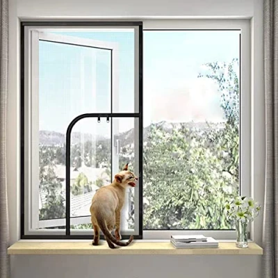 Image of Lesone Cat Protection Window Net Zipper,Fly Screen Anti Mosquito Insect Mesh Netting,Tear proof Bird Self Adhesive,Custom Sizes and Position(WxH)