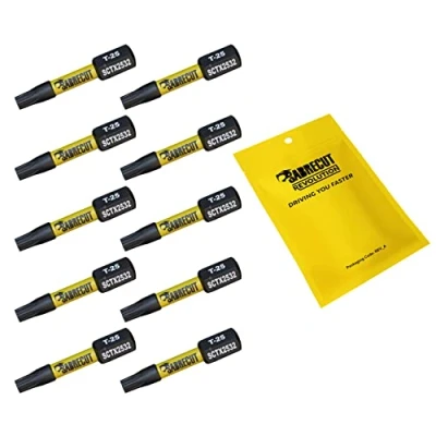 Image of 10 x SabreCut SCTX2532_10 32mm T25 TX25 Magnetic Impact Screwdriver Driver Bits Set Torx Heavy Duty Compatible with Dewalt Milwaukee Bosch Makita and More