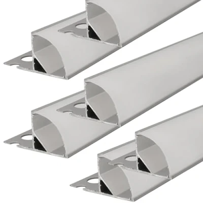 Image of Jandei Profile for Integration of LED Strips in Plaster or Drywall, Placing Corners, Made Grey Aluminium. Includes Semi Transparent Diffuser Pack 6 Profiles x 1 Metre