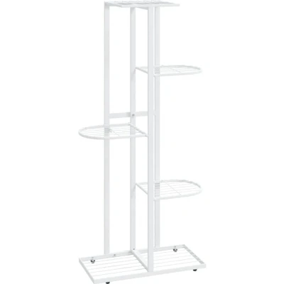 Image of vidaXL 5 Floor Flower Stand 43x22x98 cm White Metal